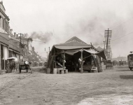 Circa 1880s-1890s. The old French Market, New Orleans.